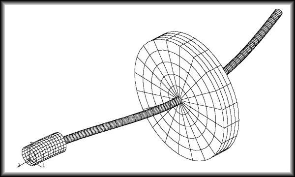 FEM mesh of a rotor with a SMA active bearing support